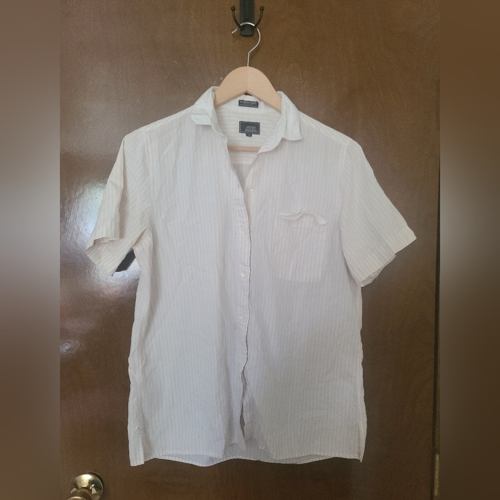 John Henry stripped short sleeve button down blouse. Size 12